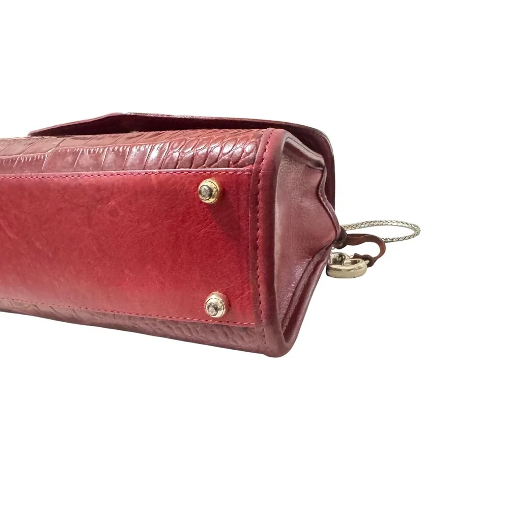 Brighton‎ Crossbody Bag Womens Small Burgundy Croco Leather Excellent Filigree